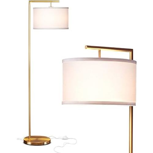 ASAP Brightech Montage Modern Floor lamp, LED Floor Lamp for Living Rooms & Offices - Tall Standing Lamp for Bedroom Reading - Corner Pole Lamp for Contemporary Home Decor - Gold, Antique Brass