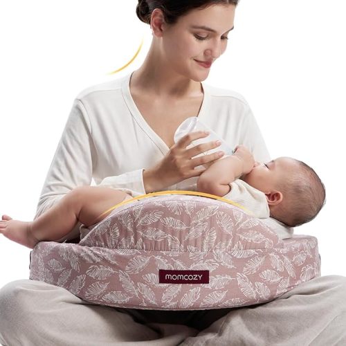 Momcozy Innovative Safety Fence Nursing Pillow - Firm & Springy Memory Foam - Stable, Ergonomic Support & Comfort - Wider Breastfeeding Cushion, Adjustable, Removable Cover, Baby Safety Certified