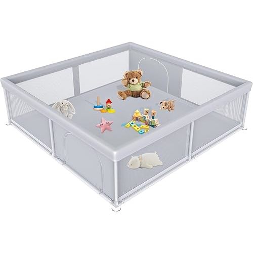 Extra Large Baby Playpen 79×79 Inch, Playpen with 2 Zipper Door for Babies and Toddlers, Play Pen Pin Indoor Outdoor Baby Play Fence
