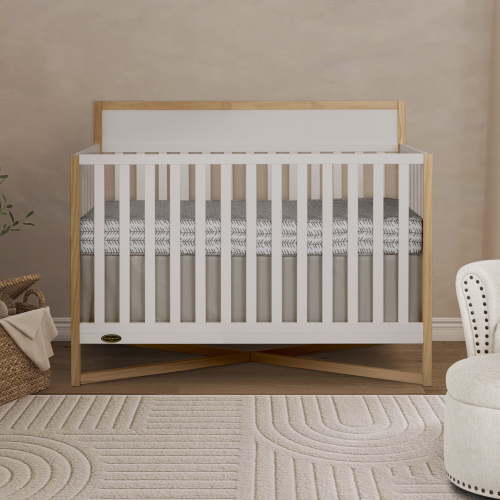 Dream On Me Owen 5-in-1 Convertible Crib, Greenguard Gold & JPMA Certified, Converts from Baby Crib to Toddler Bed, Kids Bed and Full Size Bed, Vintage White Oak