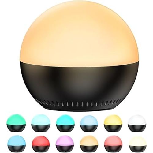 Portable Small Sound Machine Baby Night Light White Noise Machine with 12 Color Night Lights 30 Soothing Sounds Auto-Off Timer Adjustable Brightness for Baby Kids Adult & Home Office and Travel