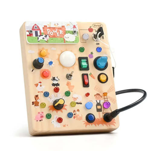 Montessori Busy Board with Lights | Wooden Sensory Toy 1-5 Years – Joyreal