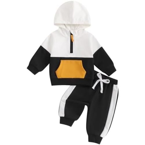 Infant Baby Boy Fall Winter Clothes Outfits Hooded Long Sweatshirt Pants Set Toddler Clothes 6 12 18 24 Months 2T