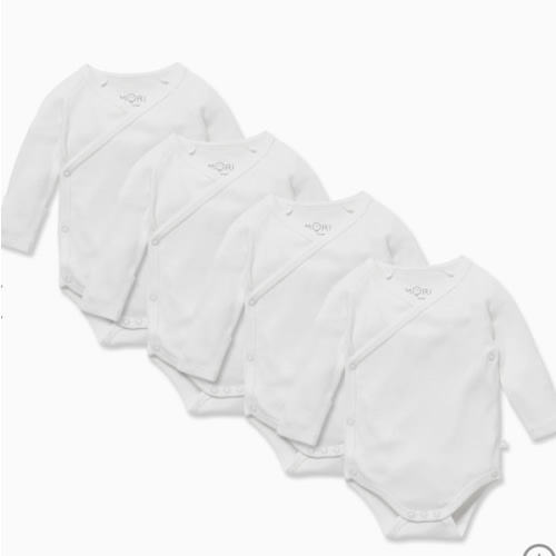 Long Sleeve Kimono Bodysuit 4 Pack White / Newborn