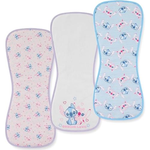 Disney Baby Stitch Angel Burp Cloths 3 Pack 20" x 10" Burping Rags Infants