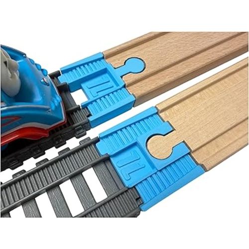 TrainLab.com Adapters, Compatible with Thomas & Friends Trackmaster Gray 2014 and Wooden Railway Tracks, Essential Trackmaster and Wooden Track Accessories (2pc) Light Blue
