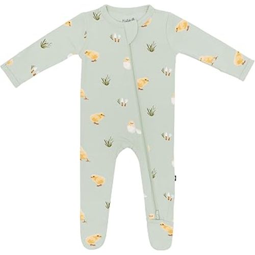 KYTE BABY Printed Footie with Zipper - Aloe Chick