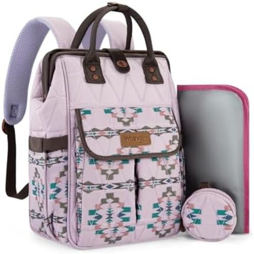 Montana West Wrangler Aztec Diaper Bag Backpack Western Backpacks for Moms Baby Essentials Bag with Twist-Lock Closure, Insulated Pockets, Portable Changing Pad, Stroller Straps, Pacifier Case