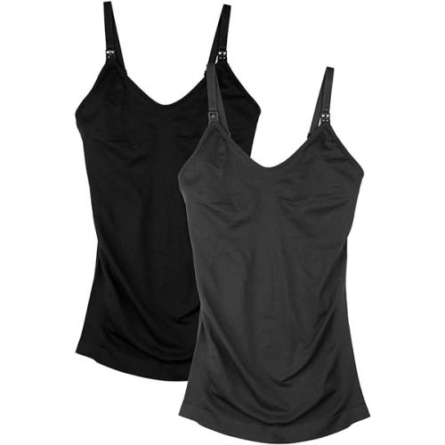 Womens Maternity Nursing Tank Cami for Breastfeeding with Adjustable Straps