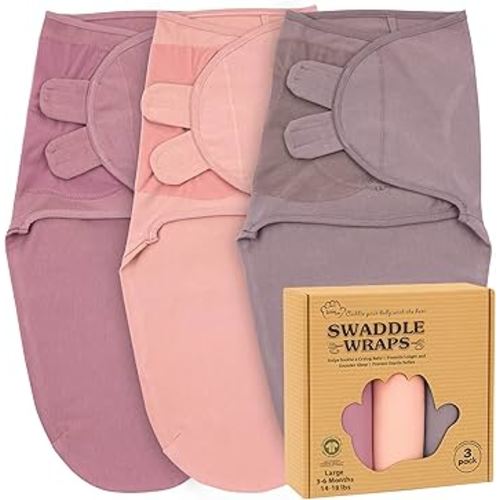 Bublo Baby Swaddles for Newborns – 3-Pack Infant Swaddles 3-6 Months – Adjustable Swaddle Sleep Sack – Soft Organic Cotton Baby Wrap for Safe & Cozy Sleep
