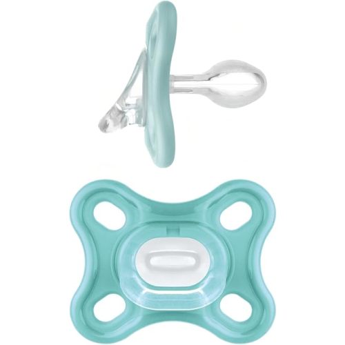 MAM Comfort Baby Pacifiers, Lightweight One-Piece Full Silicone Binky for Newborns 0-3 Months, BPA-Free Nipple, Easy to Clean Pacifier, Best for Breastfed Babies, with Sterilizer Case, 2 Count Binkies