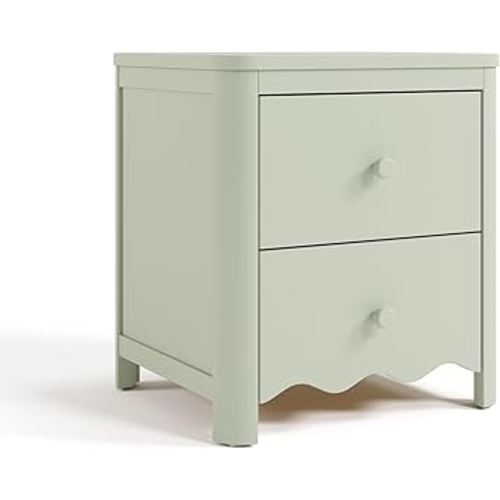Storkcraft Casablanca 2 Drawer Nightstand (Sage) - GREENGUARD Gold Certified, Storage for Kids Bedroom, Premium Wood Nightstand with Elegant, Iconic Wave Detailing and Rounded Posts