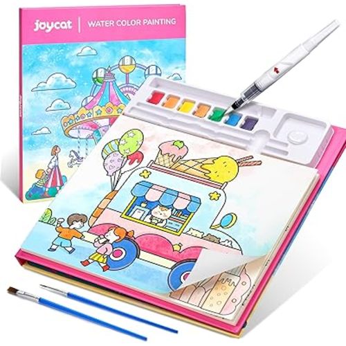 JoyCat Paint with Water Coloring Books for Toddlers, Watercolor Painting Sets for Kids Ages 3-5 4-8, Arts and Crafts Drawing Activities Toy Birthday Gift for Boys Girls (Funfair)