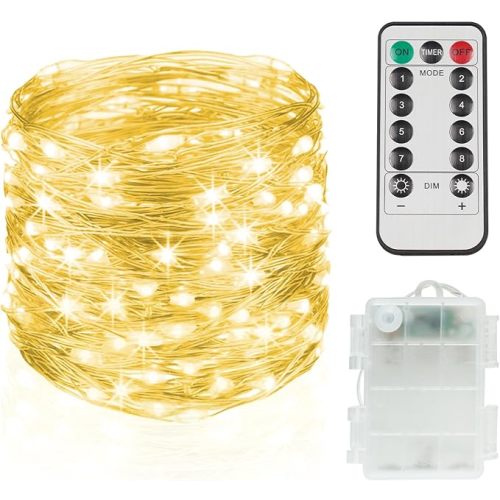 Fairy Lights Battery Operated 33ft 100 LED String Lights Remote