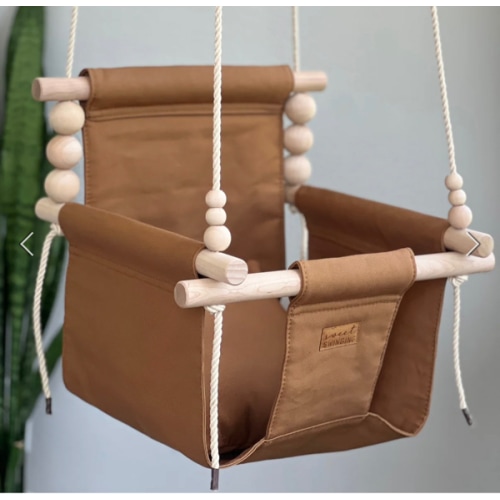 Organic Cotton Indoor High Back Baby & Toddler Swing-Toffee