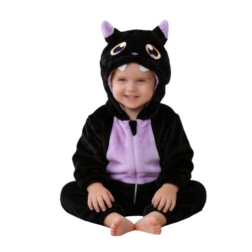 MICHLEY Unisex Baby Animal Costume Flannel Hooded Romper Cosplay Jumpsuit | Halloween, Winter Autumn Onesie, 0-5T, Machine Wash
