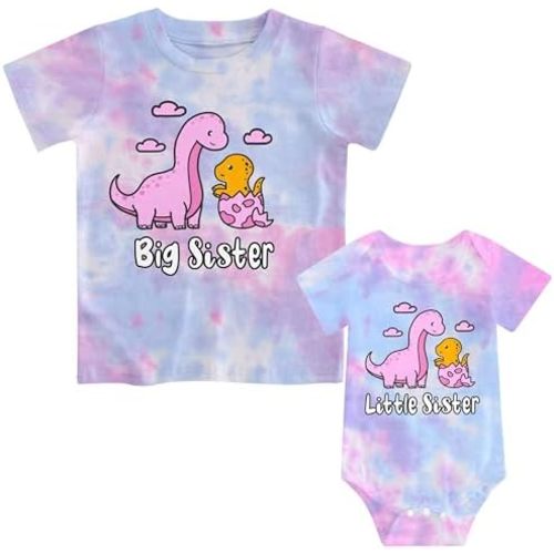 Funnycokid Sibling Matching Outfits Big Brother Sister Toddler T-Shirt Suit