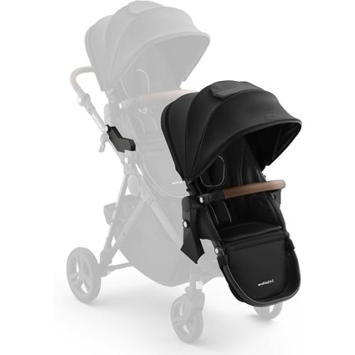 Mockingbird 2nd Seat Kit 3.0 - Compatible with Mockingbird Single-to-Double Strollers - Seat Expansion - Includes Expansion Adapters - Black/Charcoal Frame/Penny Leather