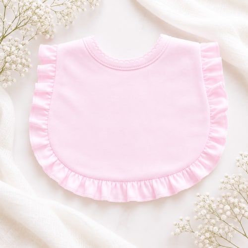Solid Essentials Ruffle Bib - Pink with Pink Trim