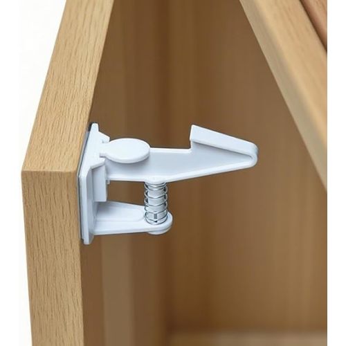 10 Pack Cabinet Locks Child Safety, NO Drilling 3M Adhesive Baby Proof Drawer Lock Child proofing cabinets latches for Kids Latch for Drawers & Door Child Safety Locks