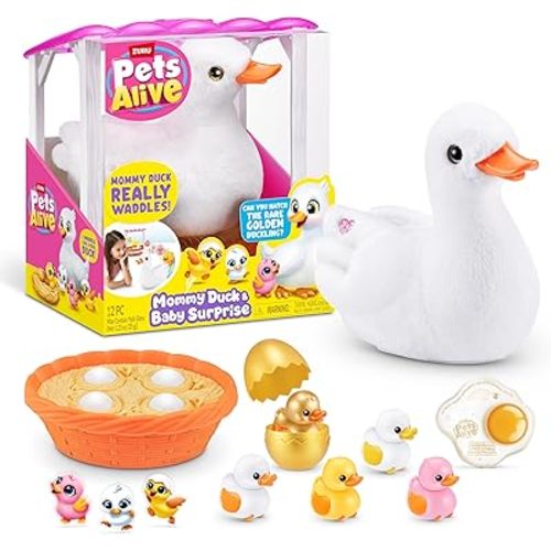 Pets Alive Mommy Duck & Baby Surprise by ZURU Nurturing Play Surprise Hatching Interactive Girls' Toy.