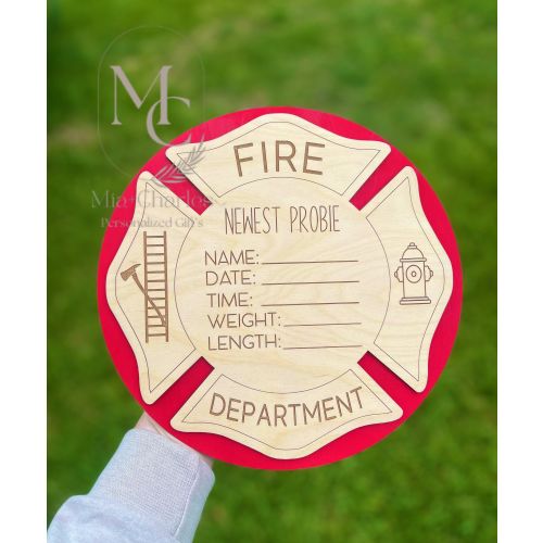 Personalized Birth Stats Sign, Hospital Birth Sign, Firefighter Birth Announcement Sign, Newborn Sign, fireman Hospital Birth Announcement.