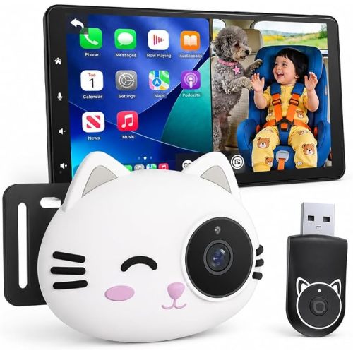 2-in-1 Baby Car Camera&Wireless CarPlay Adapter,1080P Baby Monitor