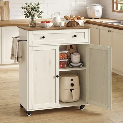 Mobile Kitchen Wooden Island Cart with Storage
