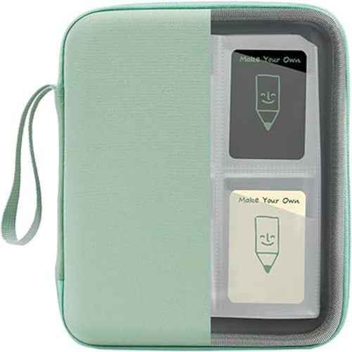 Card Case Holder for Yoto Cards Album Pouch Storage Organizer 120 Pockets, Large Capacity Portable Folder with 2 Zipper and Carry Strap, Yoto Card Binder with Sleeves for Travel (Light Green)