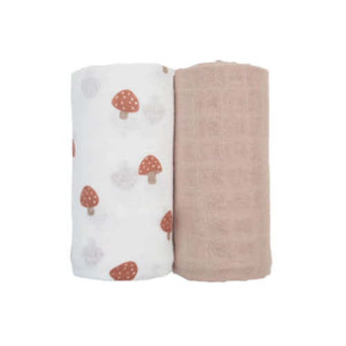 LULUJO Cotton Muslin Swaddles 2-PK - Mushroom & Sand