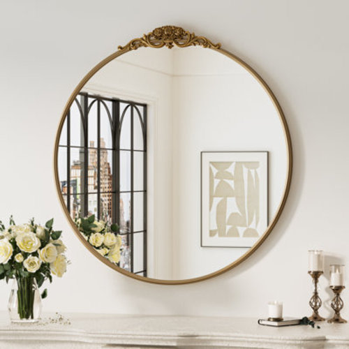 Latitude Run® Stourbirdge Vintage Round Wall Accent Mirror with 1.2" Iron Frame & Reviews | Wayfair