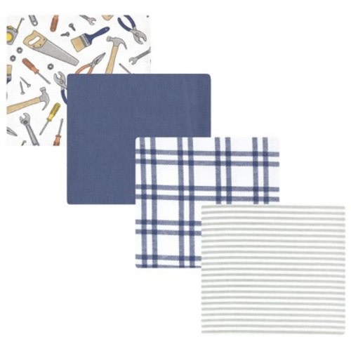 Luvable Friends Hudson Baby Cotton Poly Flannel Receiving Blankets 4pk, Little Builder