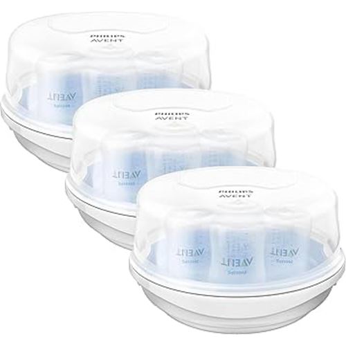 Philips AVENT Microwave Steam Sterilizer for Baby Bottles, Pacifiers, Cups and More, SCF281/05 (Pack of 3)