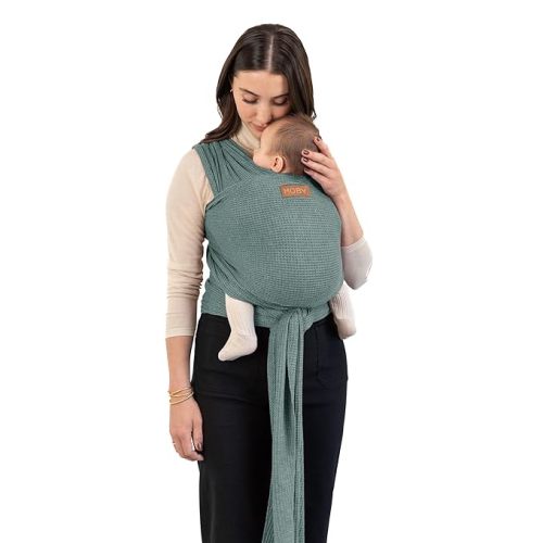 Moby Basics Baby Wrap Carrier for Newborns to Toddlers (8-33lbs), Infant Sling Carrier, Lightweight & Hands Free Design, Adjustable for All Body Types (Morning Dove)