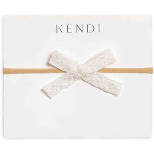 Colored Organics Baby Organic Cotton Schoolgirl Bow Headband - Infant Girls - Coconut Lace