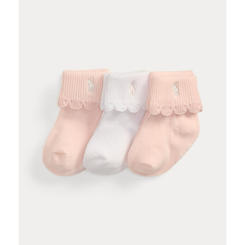 Scalloped-Cuff Crew Sock 3-Pack