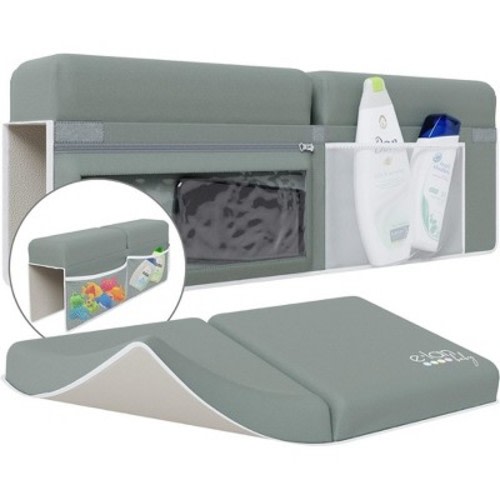 Elan Baby Bath Kneeler and Elbow Rest Pad Set, Non-Slip Design, Includes 4 Toy Pocket Organizers, Waterproof and Easy to Clean