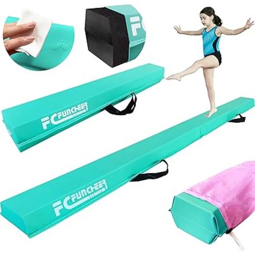6FT/9FT Folding Balance Beam for Kids ages 3-15- Foldable Gymnastics Floor Beam,Anti-Slip ,Carrying Bag, Faux Suede Covered,EVA foam,Gymnastics Equipment for Kids Training At Home,School,Gym Center