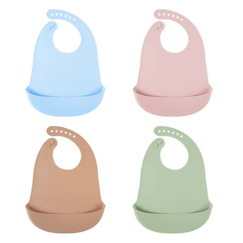 4Pcs Cute Silicone Baby Bibs for Babies & Toddlers Waterproof, Soft,BPA Free (10-72 Months,Unisex)