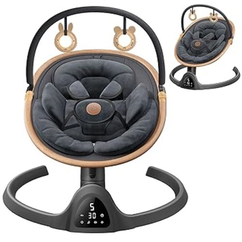 Baby Swings for Infants, Fasonbaby Bluetooth Infant Swing with Music Speaker with 3 Seat Positions, 5 Speeds and Remote Control - Portable Baby Swing for Indoor and Outdoor (Black)