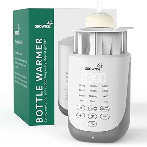 GROWNSY Nutri Bottle Warmer with Innovative Auto-Lift Feature, 10-in-1 Fast Baby Bottle Warmer with Night Light, Retain Nutrients Milk Warmer for Breastmilk&Formula