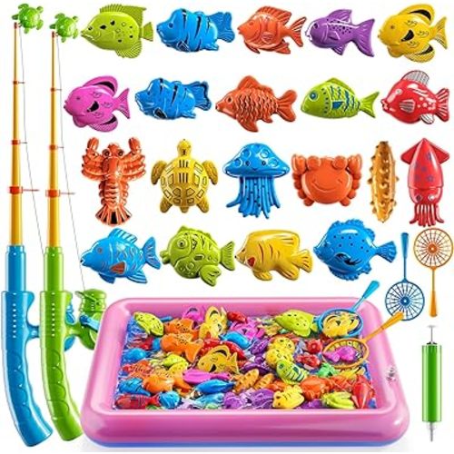 TEMI Fishing Toy for Kids 3-8 Years Old, Bath Toy for Child, Magnetic Fishing Pole for Toddlers, Summer Water Toys for Boys and Girls, Outdoor and Indoor Toys, Gifts for Birthday and Holidays