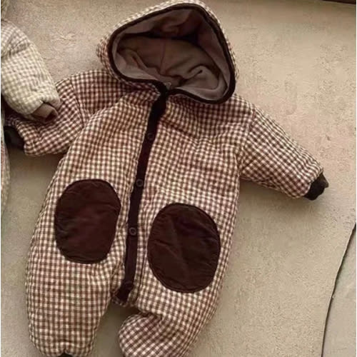 Checkered Hooded Padded Snowsuit – Teeny Mini Me