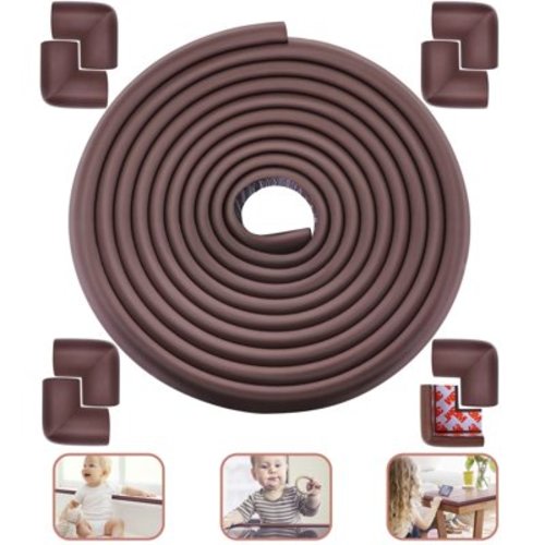 Yalumo Edge Corner Protector for Baby Proofing (19.7 Ft Edge + 8 Corners), Soft Thick NBR Rubber Foam, Furniture Edge Safety and Corner Guards, Baby Child Proofing Foam Set for Table and Fireplace