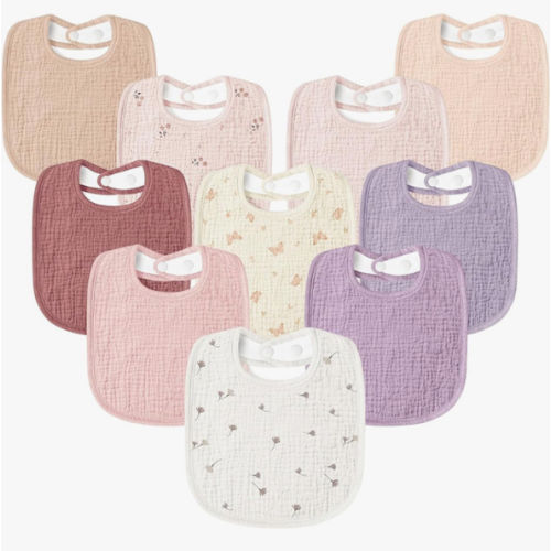 Amazon.com: Susurration Muslin Baby Drool Bibs 10Pack Soft Square Adjustable Bandana Bibs for Unisex Baby Girls & Boys (Pink) : Baby