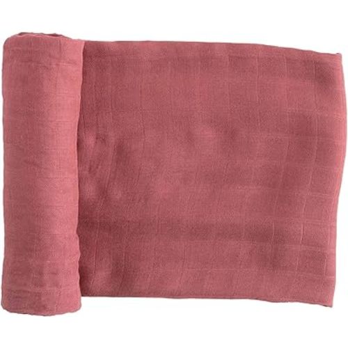 Little Unicorn – DustyMaroon Deluxe Swaddle | Single | 100% Rayon Muslin from Bamboo | Super Soft | Newborns and Infants | Large 47” x 47” | Machine Washable