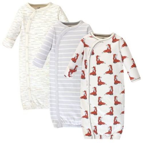 Touched by Nature Baby Boys Organic Cotton Side-Closure Snap Long-Sleeve Gowns 3pk