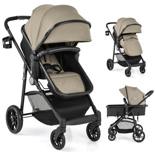Babyjoy 2 in 1 Foldable Baby Stroller Kids Travel Newborn Infant Buggy Pushchair 22 lbs Coffee