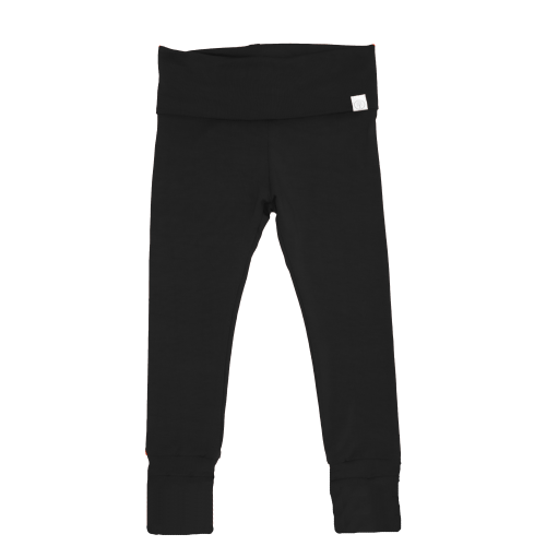 Fold Over Footie Bamboo Leggings - Black