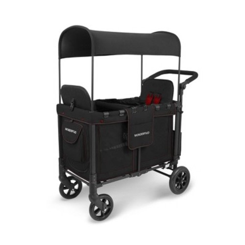 WONDERFOLD W2 Original Stroller with Snack Tray: Rubber Tires, 5-Point Harness, 200 Max Weight Capacity